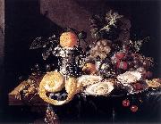 Still-Life with Oysters, Lemons and Grapes Cornelis de Heem